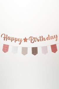 Kiremit Renk Happy Birthday Banner Seti – Ekose Flamalı Doğum Günü Süsleme Dekorasyon Seti