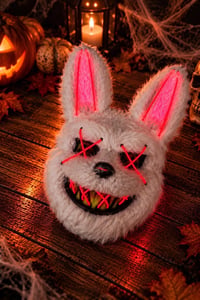 Kırmızı Neon Işıklı Korkunç Tavşan Maskesi – Cadılar Bayramı Halloween Kostüm Maskesi