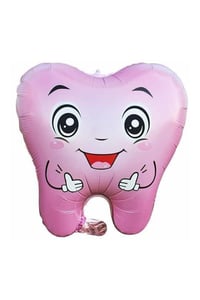Kız Bebek Diş Şeklinde Pembe Renk Folyo İlk Dişim Diş Buğdayı Parti Dekor 