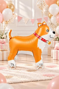 Köpek Temalı Tekerlekli Folyo Yürüyen Balon – Sevimli Köpek Balon 49x60 cm