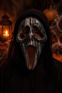 Korku Çığlık Maskesi – Siyah Beyaz Halloween Cadılar Bayramı Kostüm Maskesi