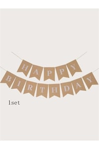 Kraft Renk Beyaz Retro Happy Birthday Banner 