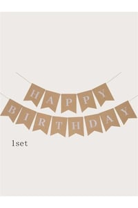 Kraft Renk Beyaz Retro Happy Birthday Banner 