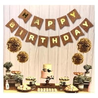Kraft Zemin Happy Birthday Gold Banner