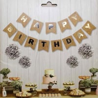 Kraft Zemin Happy Birthday Gümüş Banner