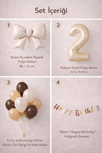 Krem Fiyonk 2 Yaş Doğum Günü Balon Seti