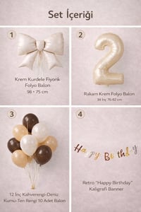 Krem Fiyonk 2 Yaş Doğum Günü Balon Seti