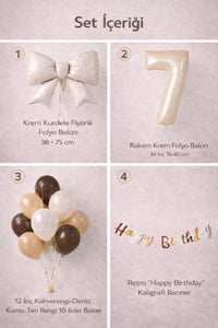 Krem Fiyonk 7 Yaş Doğum Günü Balon Seti