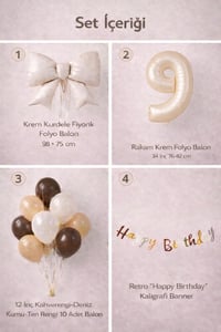 Krem Fiyonk 9 Yaş Doğum Günü Balon Seti