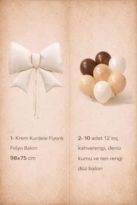 Krem Fiyonk Folyo Balon Seti – Kahverengi & Nude Lateks Balonlu