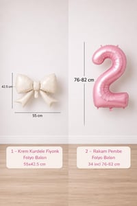 Krem Fiyonk & Pembe 2 Rakam Folyo Balon Seti