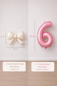 Krem Fiyonk & Pembe 6 Rakam Folyo Balon Seti