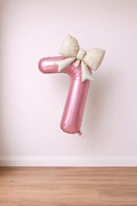 Krem Fiyonk & Pembe 7 Rakam Folyo Balon Seti
