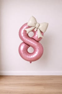 Krem Fiyonk & Pembe 8 Rakam Folyo Balon Seti