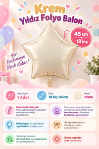 Krem Yıldız Folyo Balon 45 cm - Bebek Çocuk Parti Kutlama