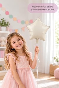 Krem Yıldız Folyo Balon 45 cm - Bebek Çocuk Parti Kutlama