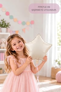 Krem Yıldız Folyo Balon 45 cm - Bebek Çocuk Parti Kutlama
