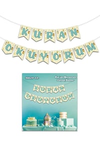 Kuran Okuyorum Yazısı Kurana Geçtim Partisi Süslemesi Dini İslami Banner 200x17 Cm