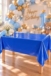 Lacivert Renk Kullan At 120x180 Cm Doğum Günü Partisi Için Düz Tek Kullanımlık Plastik Masa Örtüsü