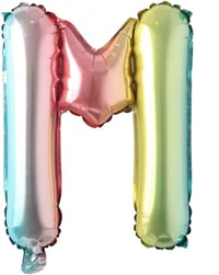 M Harf Gökkuşağı Folyo Balon16 İnç 36 cm