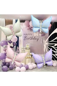 Mat Pastel Krem Kelebek Folyo Balon Büyük Boy