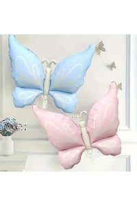 Mat Pastel Krem Kelebek Folyo Balon Büyük Boy