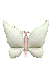 Mat Pastel Krem Kelebek Folyo Balon Büyük Boy