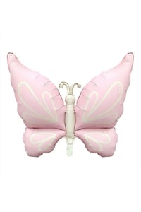 Mat Pastel Pembe Kelebek Folyo Balon  Büyük Boy