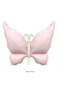 Mat Pastel Pembe Kelebek Folyo Balon  Büyük Boy