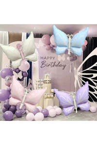 Mat Pastel Pembe Kelebek Folyo Balon  Büyük Boy