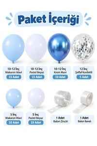 Mavi Beyaz Balon Zincir Set