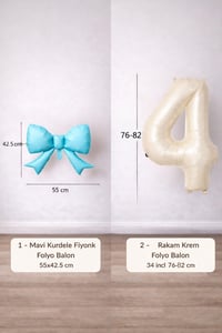 Mavi Fiyonk & Krem Rakam 4 Folyo Balon Seti