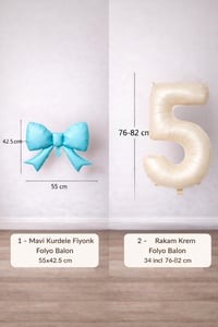 Mavi Fiyonk & Krem Rakam 5 Folyo Balon Seti