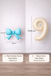 Mavi Fiyonk & Krem Rakam 9 Folyo Balon Seti