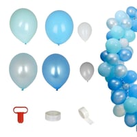 Mavi Gümüş Beyaz  Balon Zinciri Seti Konsept 2