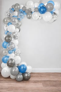 Mavi Gümüş Beyaz Balon Zinciri Seti Konsept 6