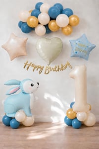 Mavi Tavşan Temalı 1 Yaş Doğum Günü Balon Seti