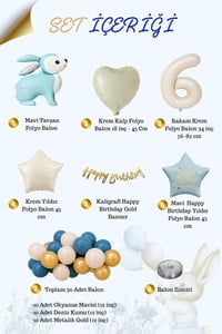 Mavi Tavşan Temalı 6 Yaş Doğum Günü Balon Seti