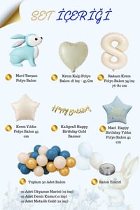 Mavi Tavşan Temalı 8 Yaş Doğum Günü Balon Seti