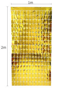 Metalize Arka Fon Gold Pötikare Kapı Perdesi 100x200 cm