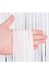 Metalize Arka Fon Kapı Perdesi Beyaz 100x200 cm