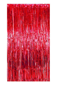 Metalize Arka Fon Kapı Perdesi Kırmızı 100x200 cm