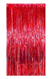 Metalize Arka Fon Kapı Perdesi Kırmızı 100x200 cm