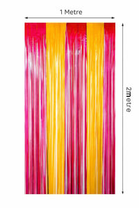 Metalize Arka Fon Kapı Perdesi Sarı Kırmızı 100x200 cm