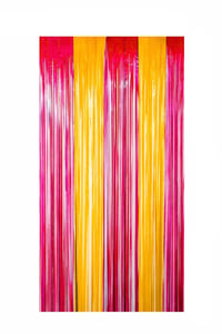Metalize Arka Fon Kapı Perdesi Sarı Kırmızı 100x200 cm