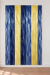 Metalize Arka Fon Kapı Perdesi Sarı Lacivert 100x200 cm