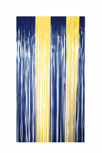 Metalize Arka Fon Kapı Perdesi Sarı Lacivert 100x200 cm