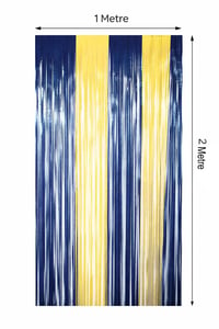 Metalize Arka Fon Kapı Perdesi Sarı Lacivert 100x200 cm