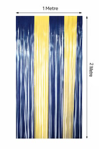 Metalize Arka Fon Kapı Perdesi Sarı Lacivert 100x200 cm