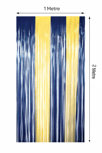 Metalize Arka Fon Kapı Perdesi Sarı Lacivert 100x200 cm